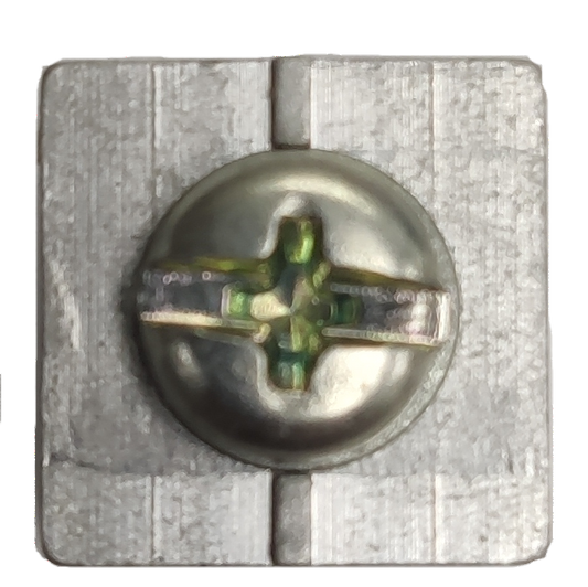 Close-up of Schneider mechanical lugs for EZC breakers with metal screw and square base