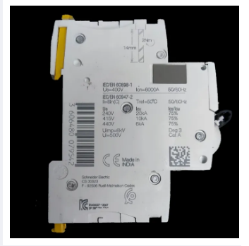 Schneider Miniature Circuit Breaker 25A 2 Pole electrical component with detailed specifications