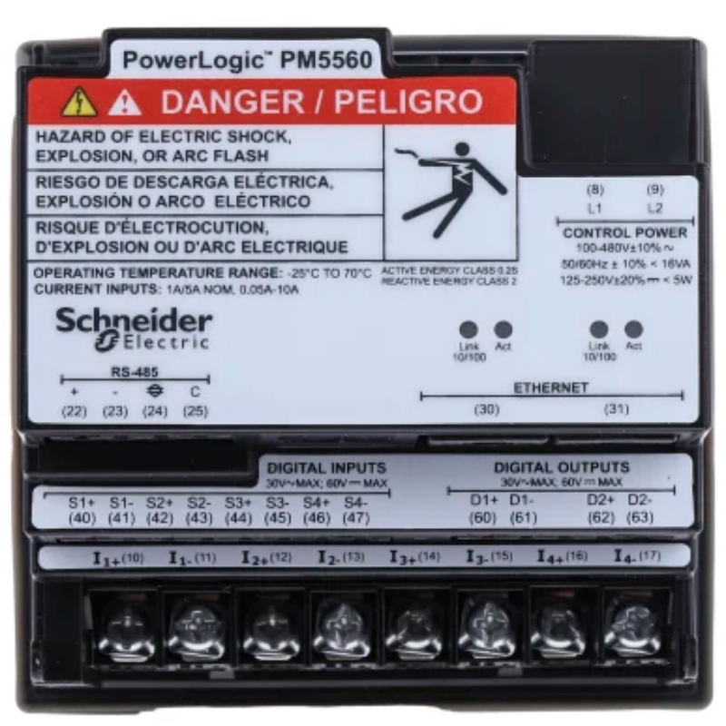 Schneider PowerLogic PM5560 digital meter with input and output connections for electrical testing