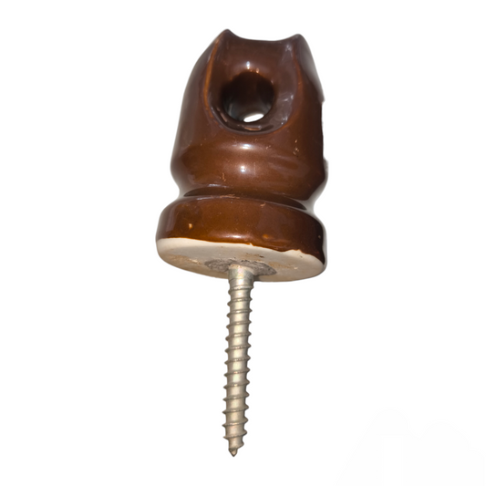 Brown Screw Insulator XL cable management with metal screw for secure wire support