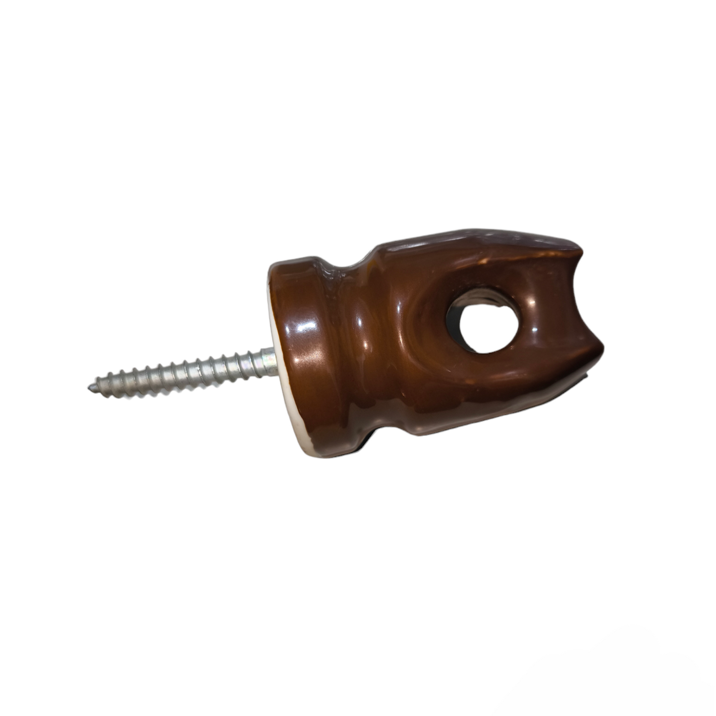 Brown cable management Screw Insulator XL with metal screw for secure wire insulation