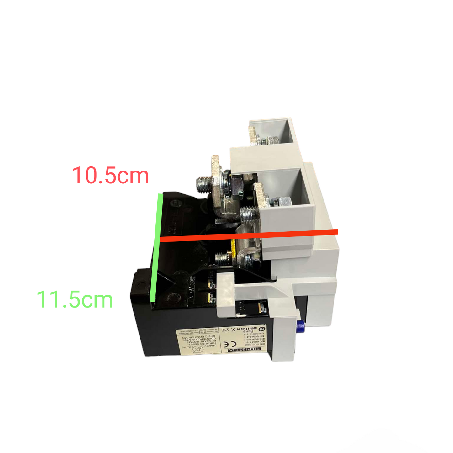 Shihilin overload relay S-P125T S-P100T power component showing side view with dimensions
