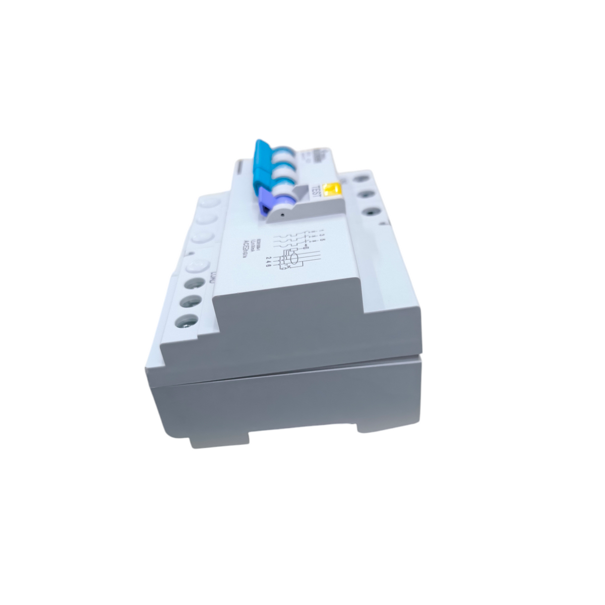 Shihlin 20A 3 Pole Earth Leakage Circuit Breaker with blue toggle switches and white casing