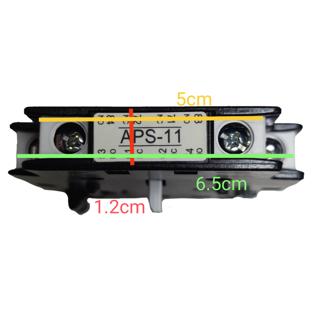 Shihlin Auxiliary Contact 1NO-1NC electrical component with side view showing mounting dimensions