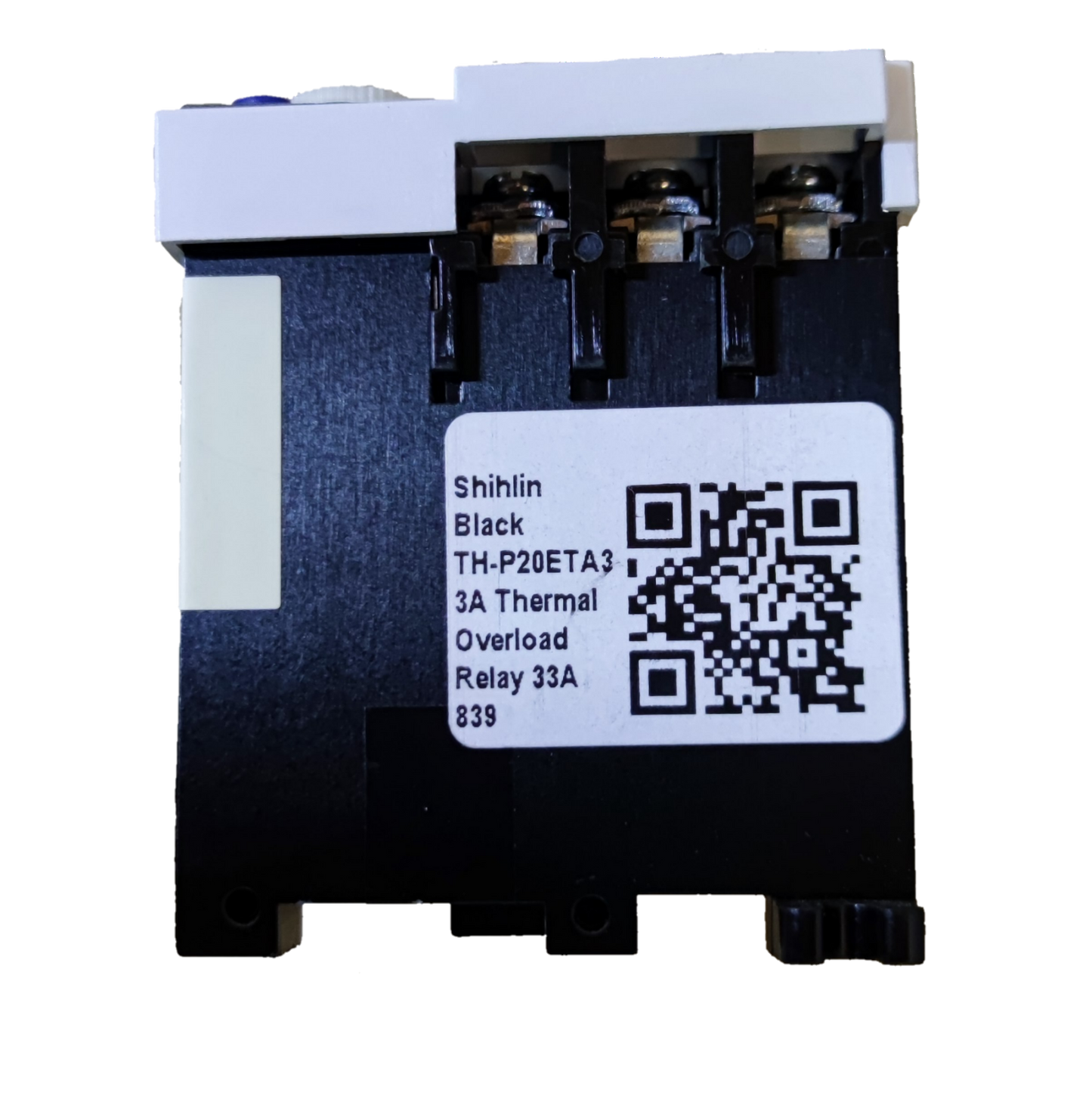 SHIHLIN Overload Relay 33A electrical circuitry part with black and white design and QR code label