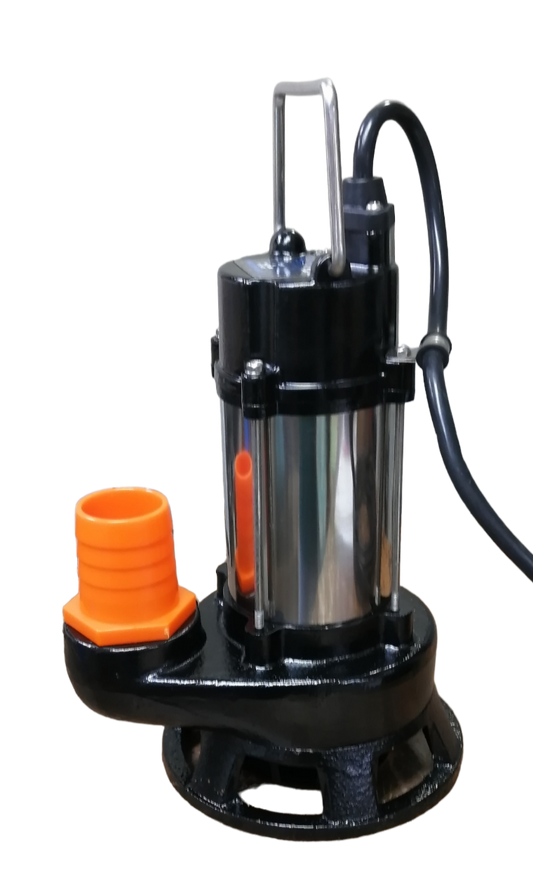 Showfou Taiwan Sewage Submersible Pump 220V with stainless steel body and orange outlet fitting