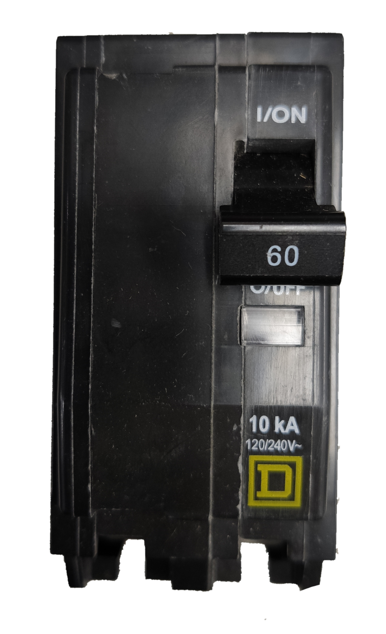 Square D Circuit Breaker 60A 2 Pole QOB black electrical component with 60 amp switch