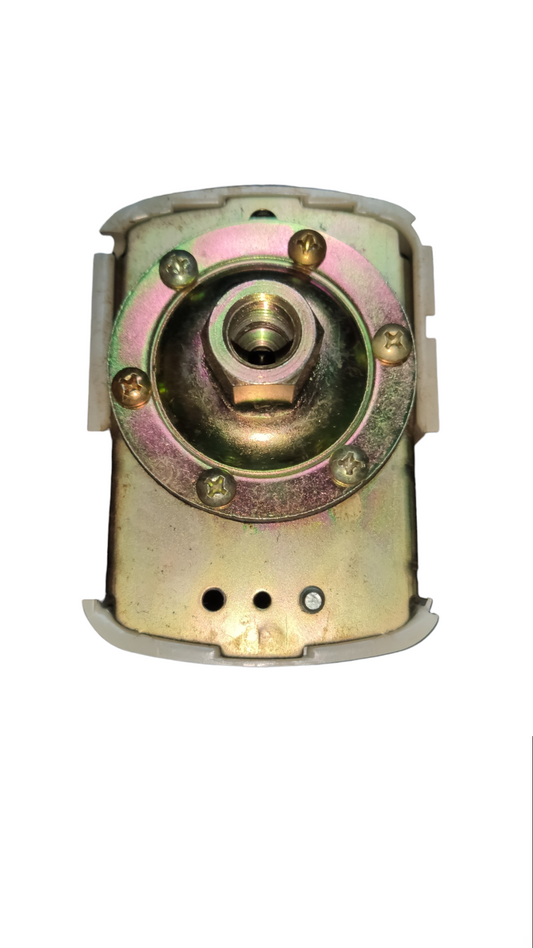 Square D Pressure Switch metal component with mounting holes and threaded central connector