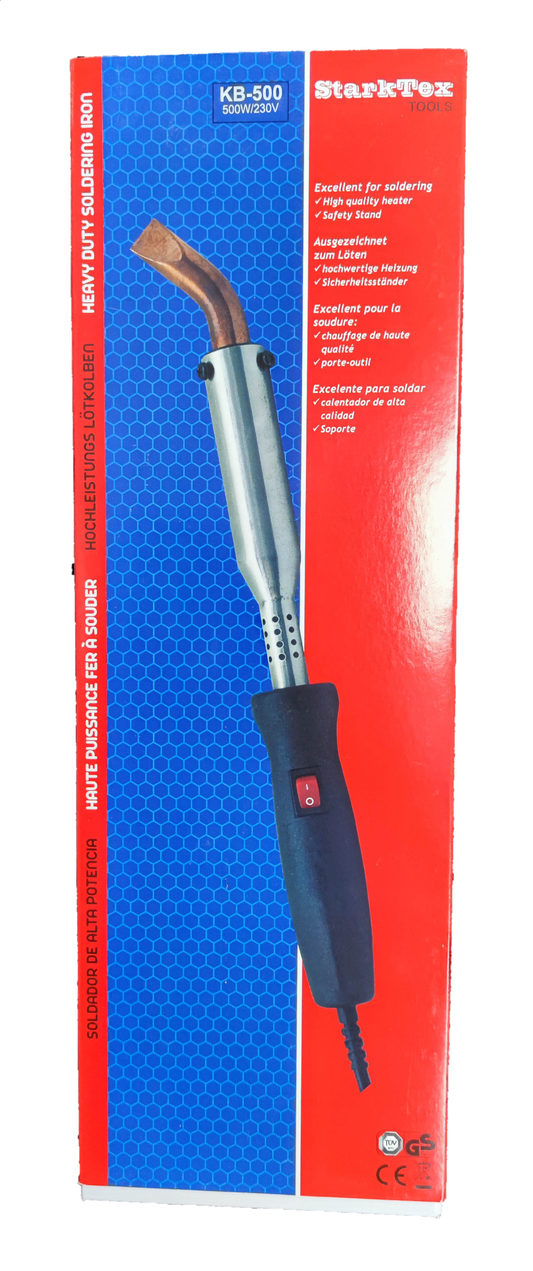 Startrek 500W Soldering Iron 220V with ergonomic handle and safety switch in retail packaging