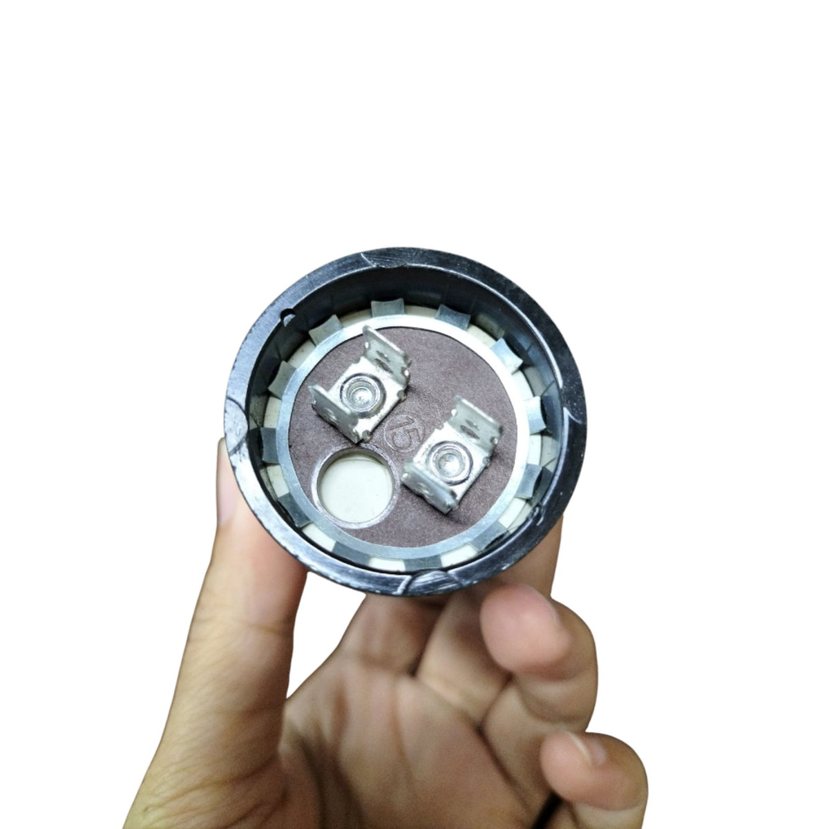 Starting Capacitor 21-25MFD for Motor with two connection terminals in a circular design
