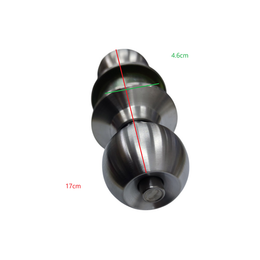 Starwheel Entrance Lockset Door Knob in stainless steel with sleek design and precise measurements