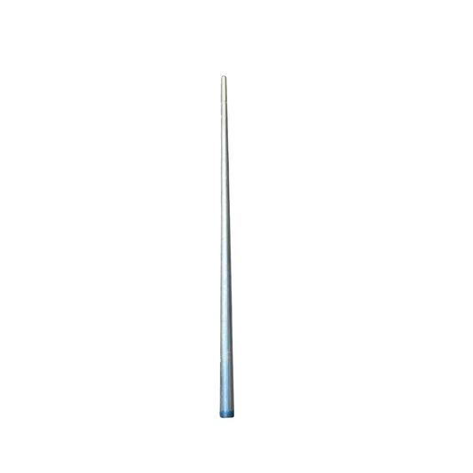 Mayer 4 inch RSC pipe 10 feet galvanized rigid steel conduit shown straight on white background for electrical runs