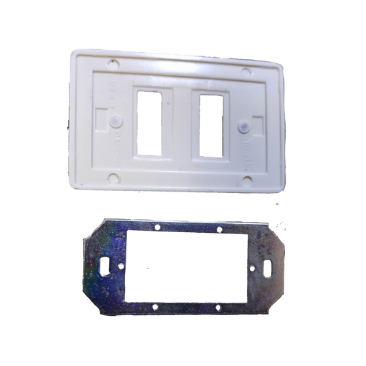 Surer 2 Gang Plate white plastic switch cover with metal mounting frame for power points