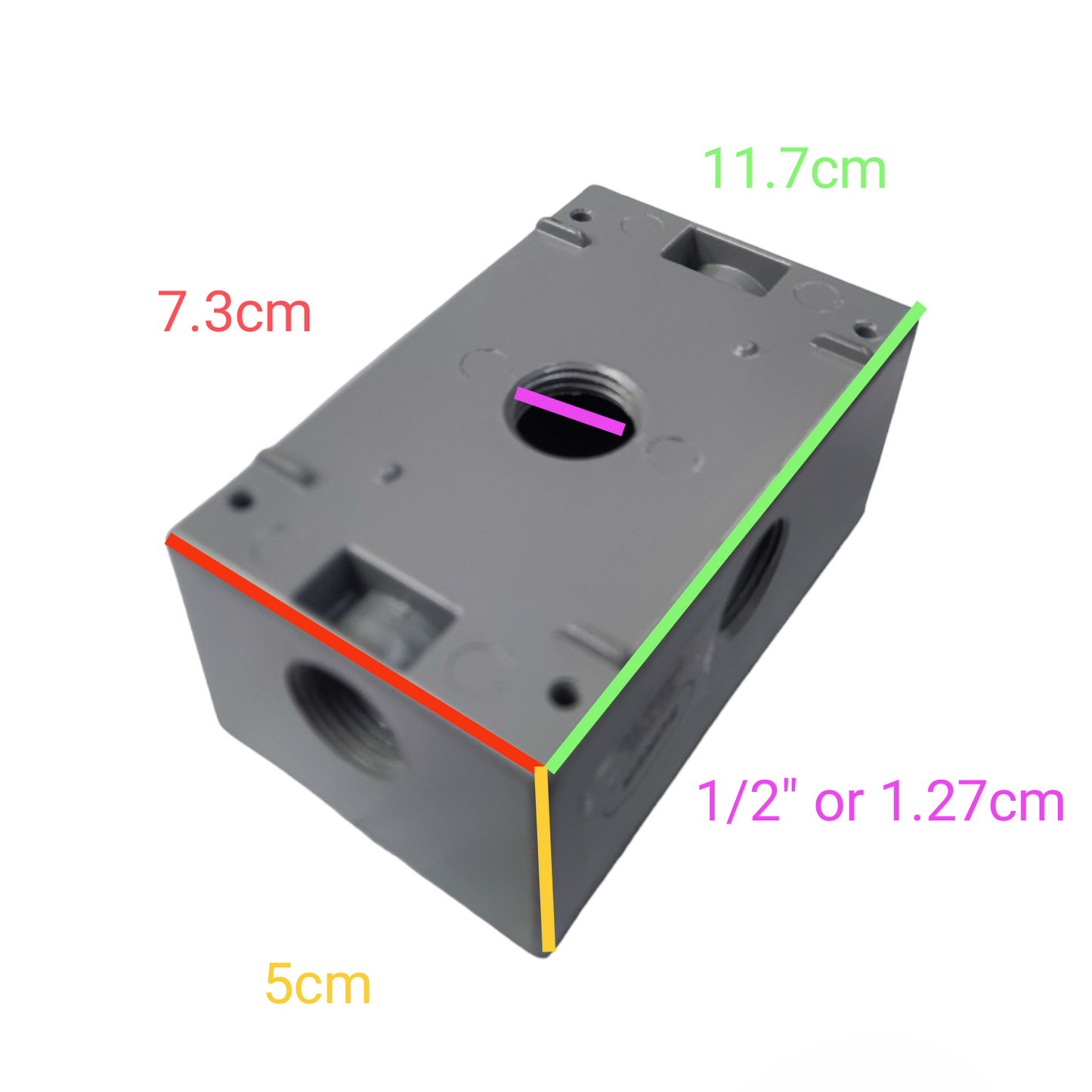 Surer Hub Marine Utility Box 2x4 gray electrical junction box with multiple conduit openings