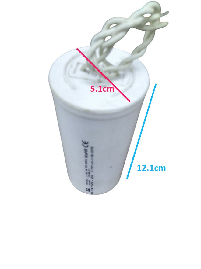 SYSCAP 100MFD 250V AC Motor Running capacitor white cylindrical electrical component with wires