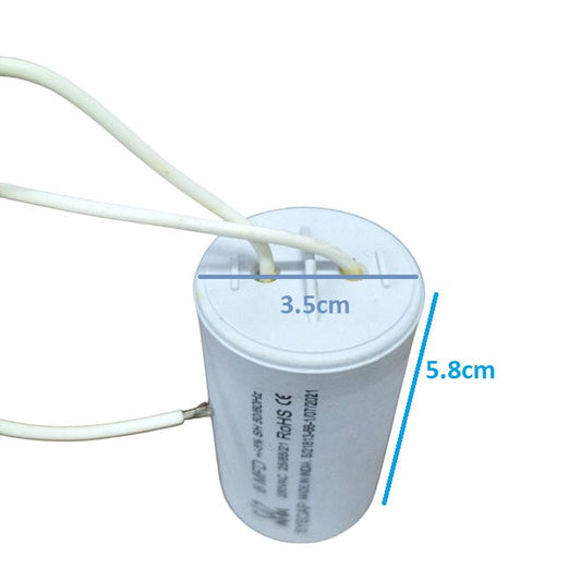 Syscap 8MFD 250 VAC Running Capacitor with 5.8cm height and 3.5cm diameter for electrical applications