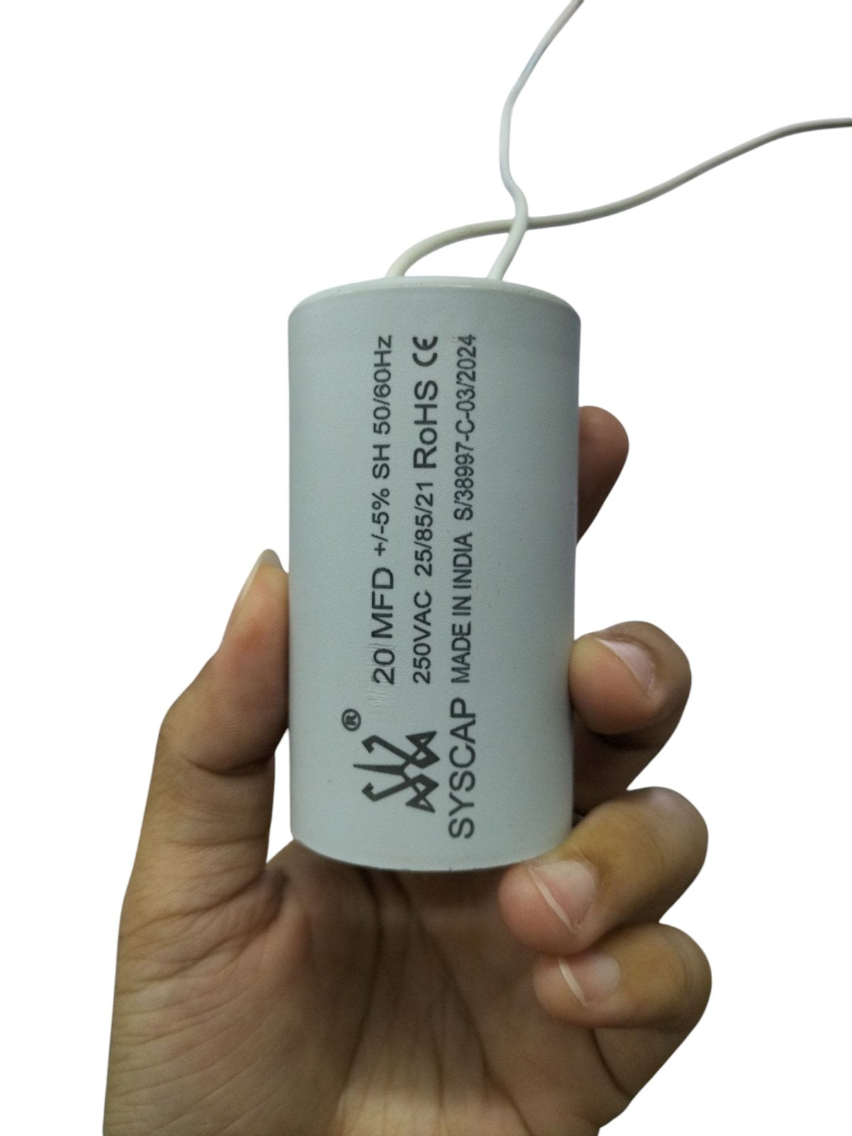 Syscap electrical capacitor for motors 20 MFD 250VAC for electrical circuitry