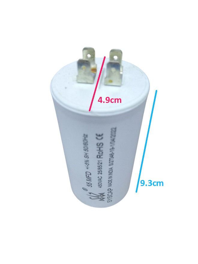 SYSCAP motor Running capacitor 55MFD 450V AC cylindrical electrical component with metal terminals