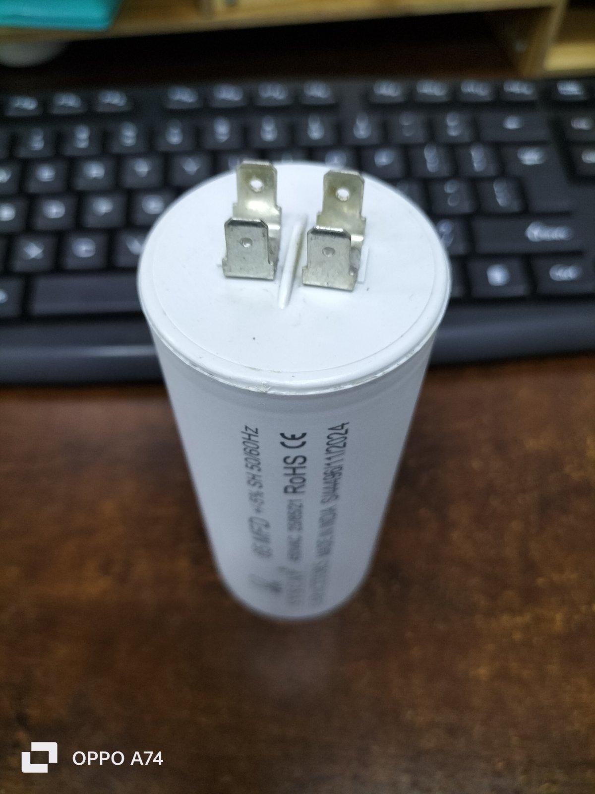 SYSCAP Motor Running Capacitor 65MFD 450V AC white cylindrical electrical component with metal terminals