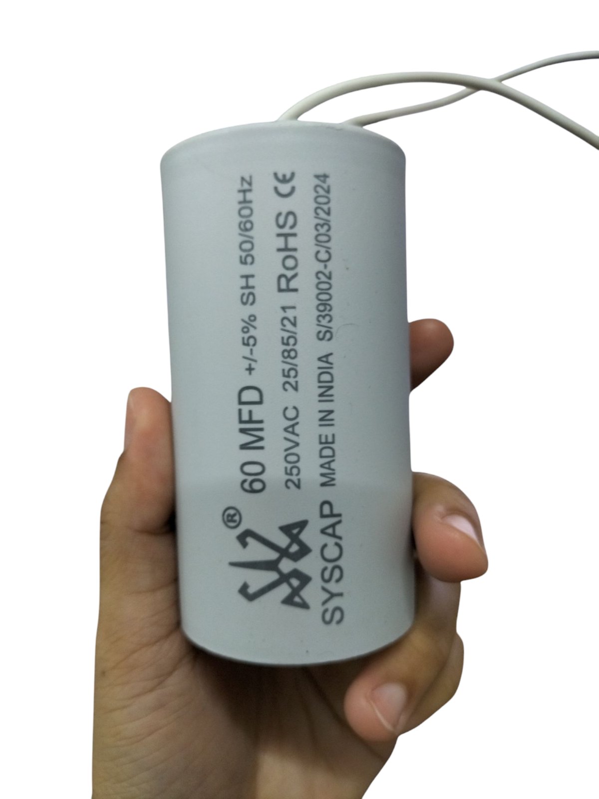Syscap motor capacitor 60 MFD 250VAC 50 60HZ electrical circuitry part