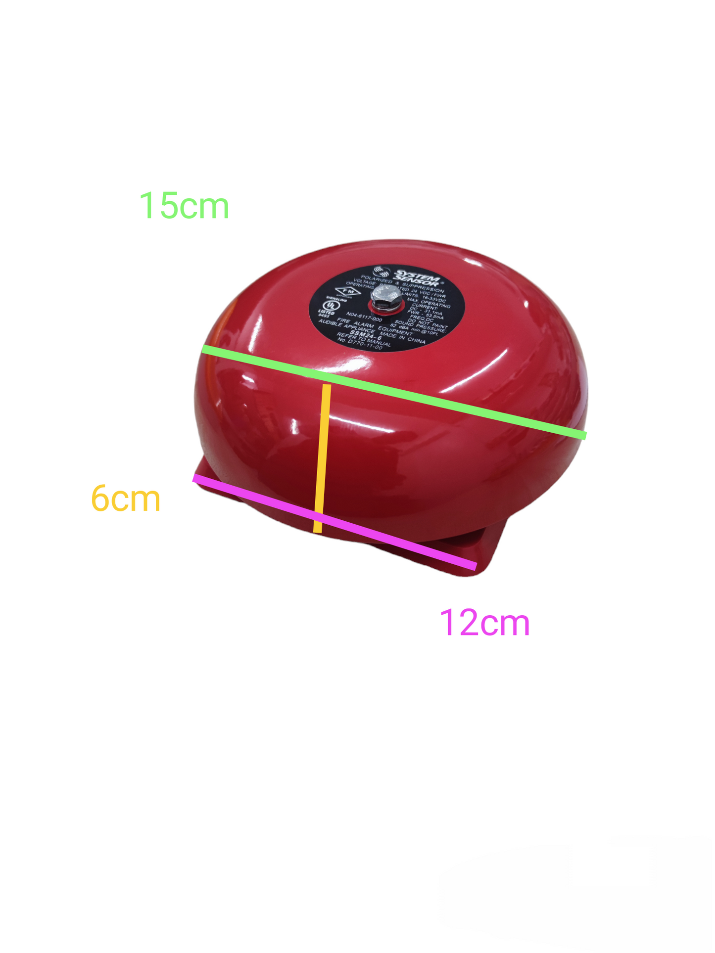 VSAIL 6 Round Bell 24V DC Polarize red door chime with dimensions for industrial use