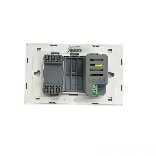 T&J 2 Gang USB 2.4A 5VDC and Tel Outlet power point and telephone socket module back view