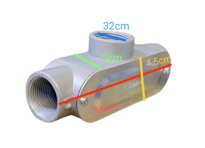 Local T Conduit Tee Conduit 1 inch electrical conduit connector with measurements shown