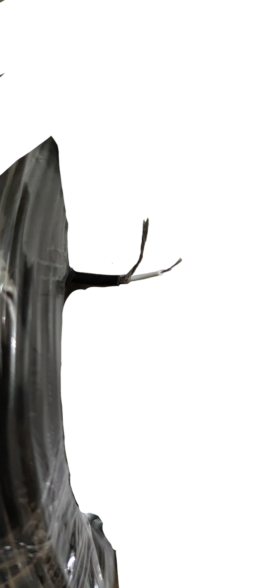 Electx Electrical Supply 100 meter electrical wire Taiwan coiled with exposed copper ends on black background