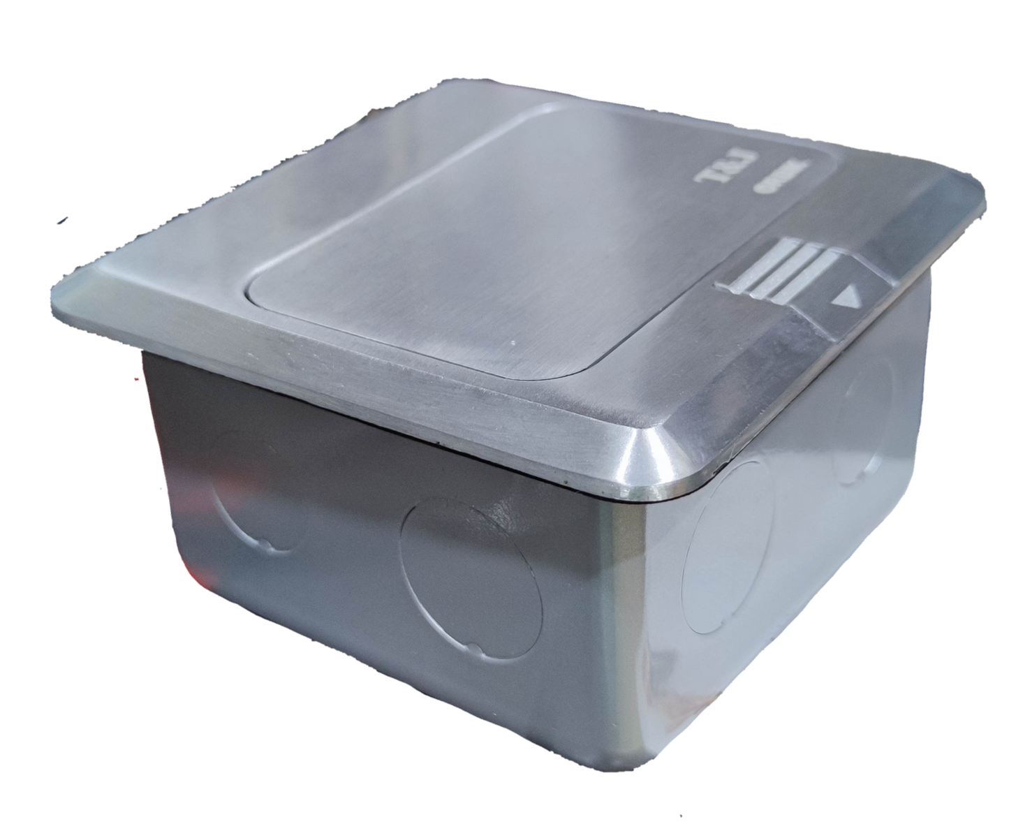 T and J stainless steel flush mount floor box with closed lid floor outlet pop-up with USB and CAT6 for office use