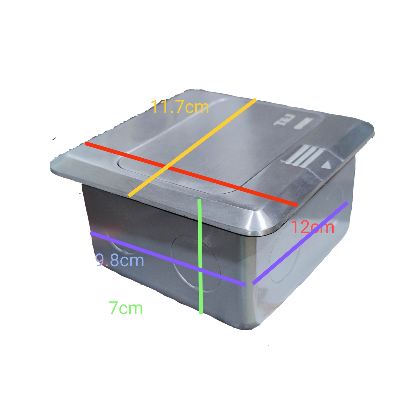 T and J stainless steel floor outlet pop-up with USB and CAT6 recessed floor box for power and network