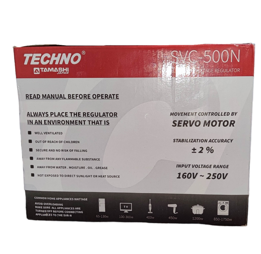 Techno Tamashi 500W AVR Servo Motor voltage regulator for door chimes and bells with stabilization accuracy