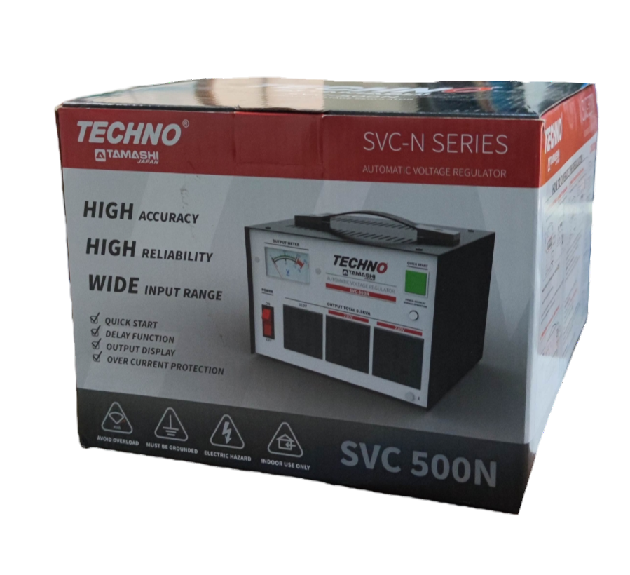 Techno Tamashi 500W AVR Servo Motor automatic voltage regulator box with high accuracy reliability and wide input range