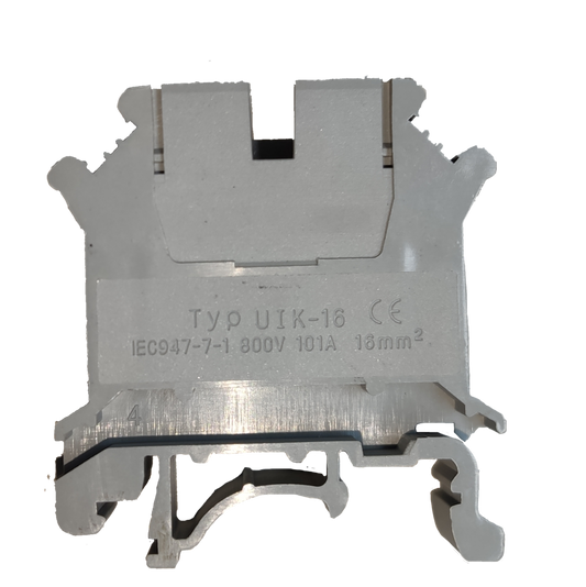 Grippes Terminal Block DIN Rail Type 16mm electrical circuitry part in gray plastic and metal
