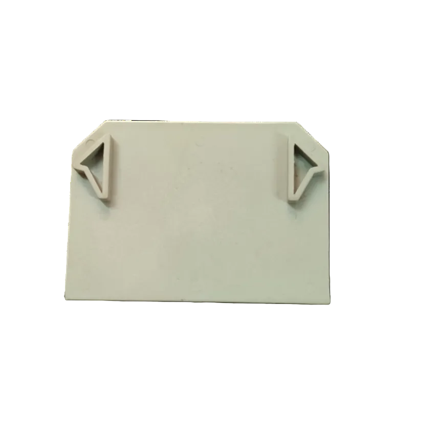 Grippes Terminal Block End Cover 35mm in white plastic for electrical circuitry protection
