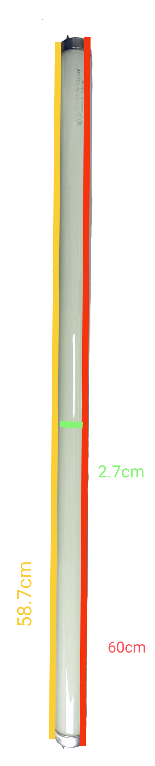 TFC 18W T-8 Fluorescent Tube Yellow measuring 60 cm long with 2.7 cm diameter