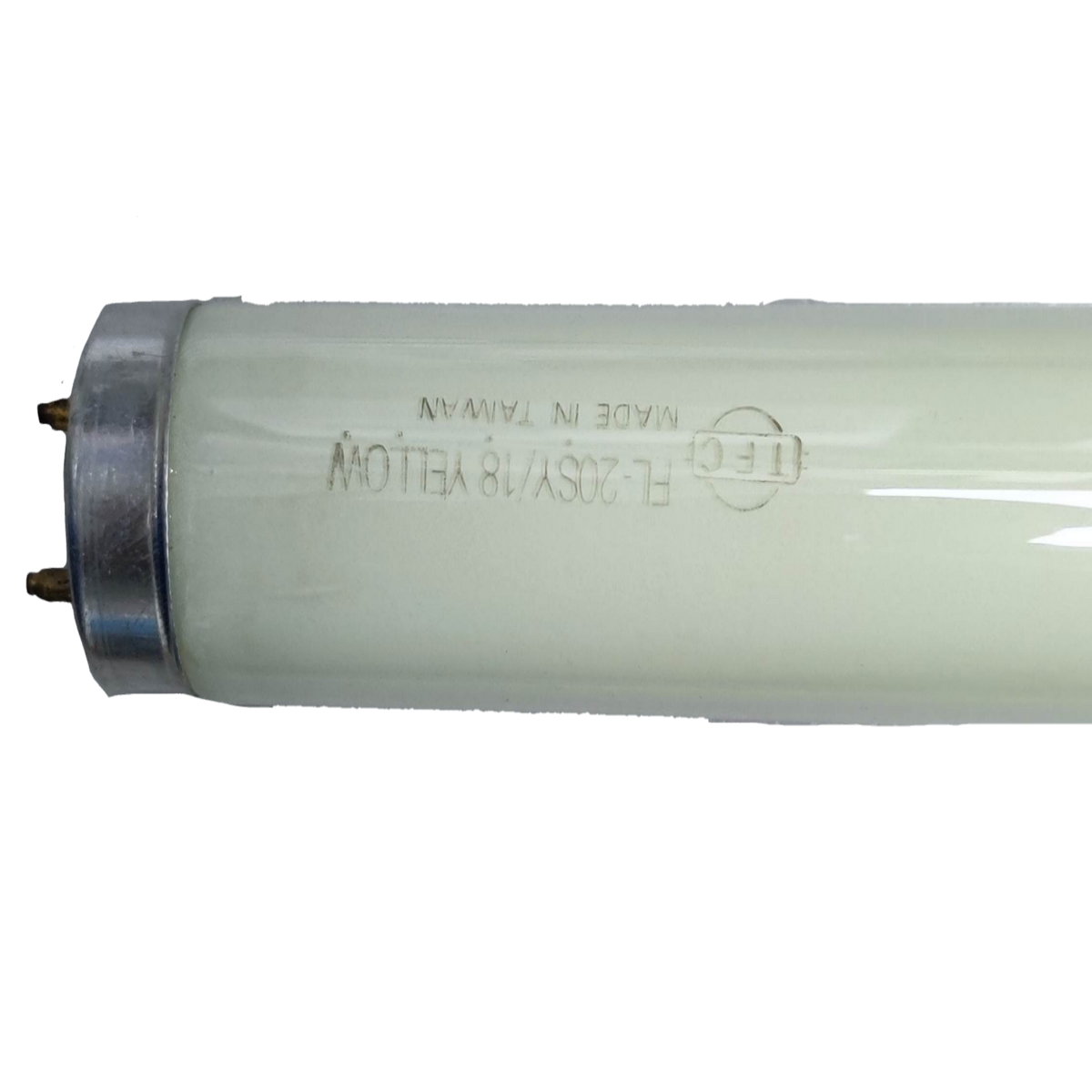 TFC 18W T-8 Fluorescent Tube Yellow with metal end caps and white glass body