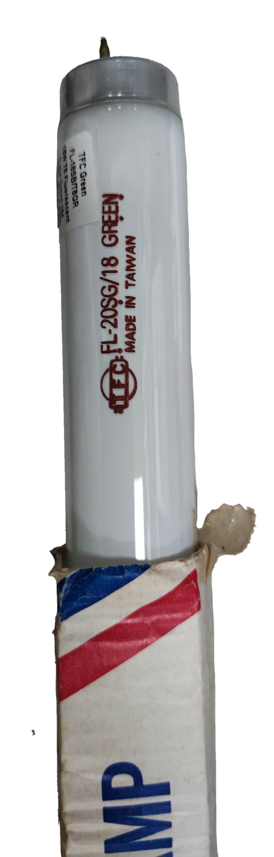 TFC 18W T-8 Fluorescent Tube Green white tube with red text on packaging and tube label