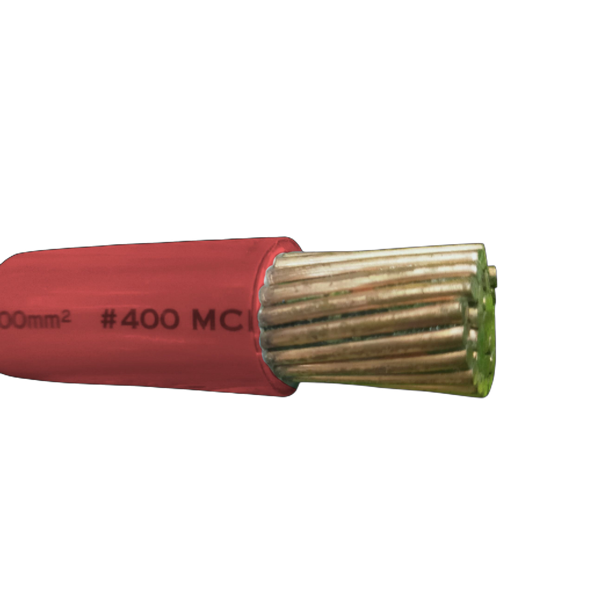 Royu THHN 400MCM stranded wire in red with multiple copper strands for electrical applications
