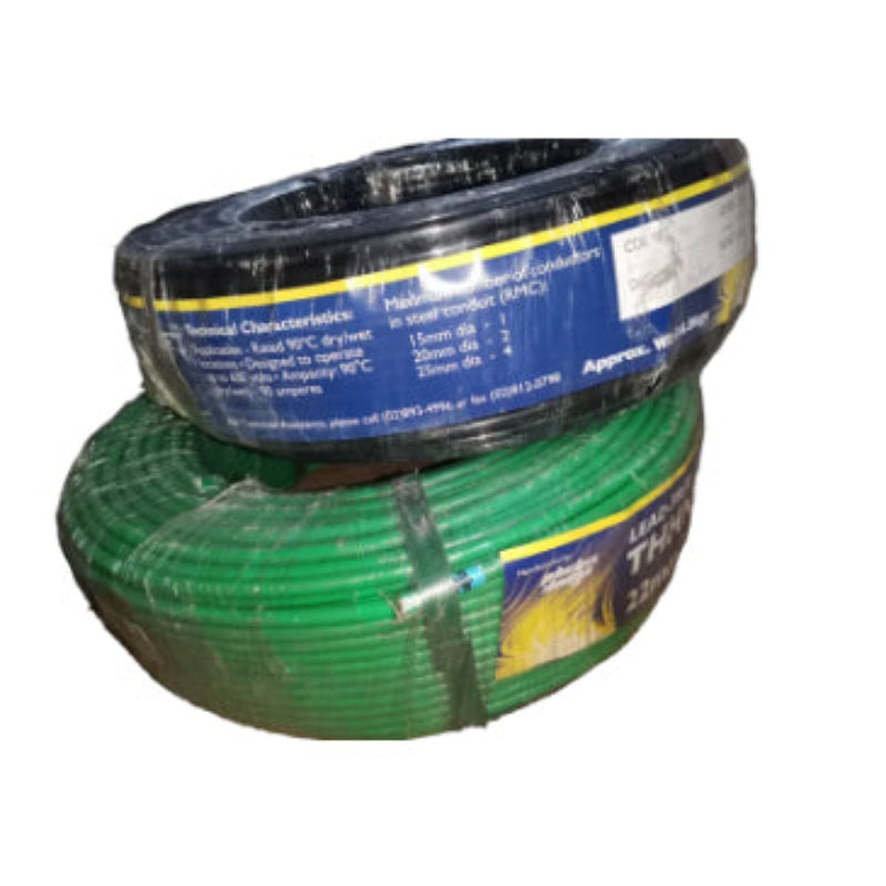 Phelps Dodge THHN and wires in green and blue rolls for construction projects