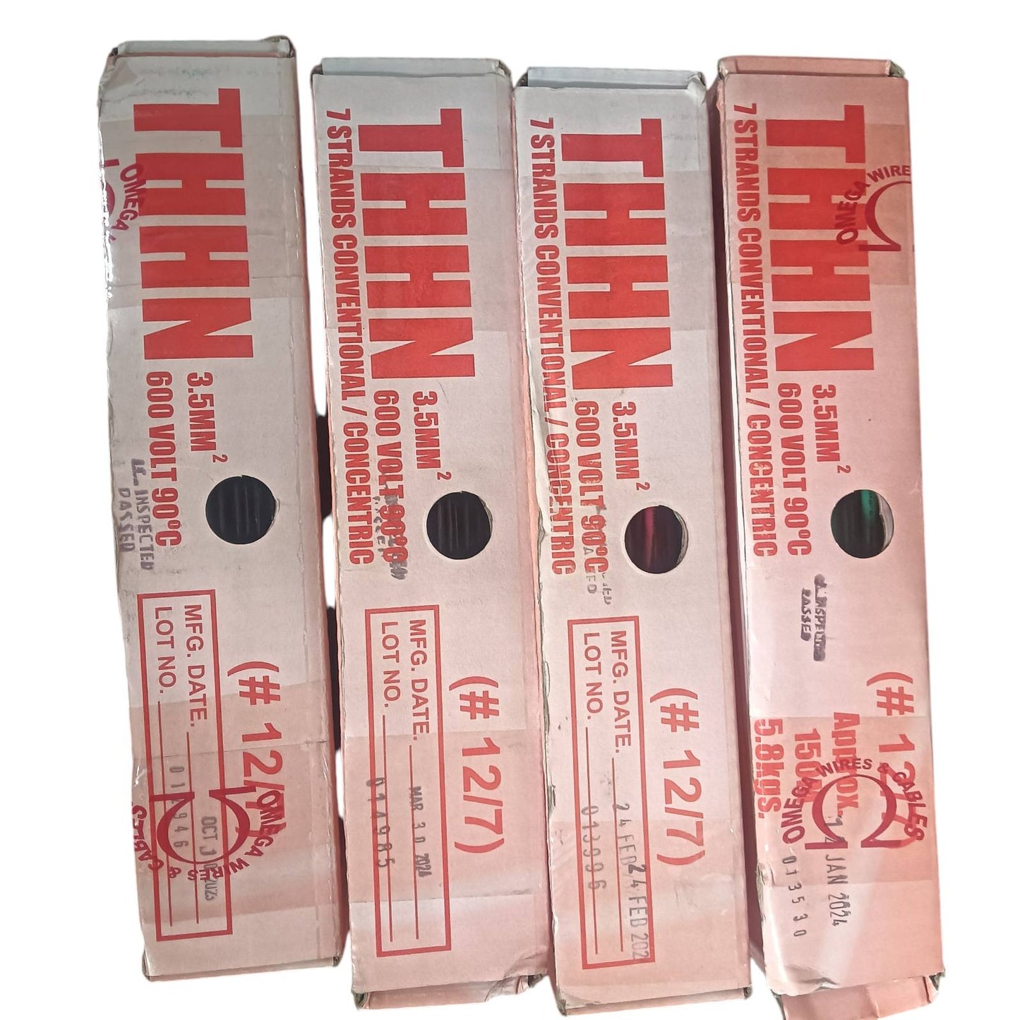 Omega THHN AWG 12 Stranded Wire White boxes with 3.5mm 2 600 volt 90°C electrical wire