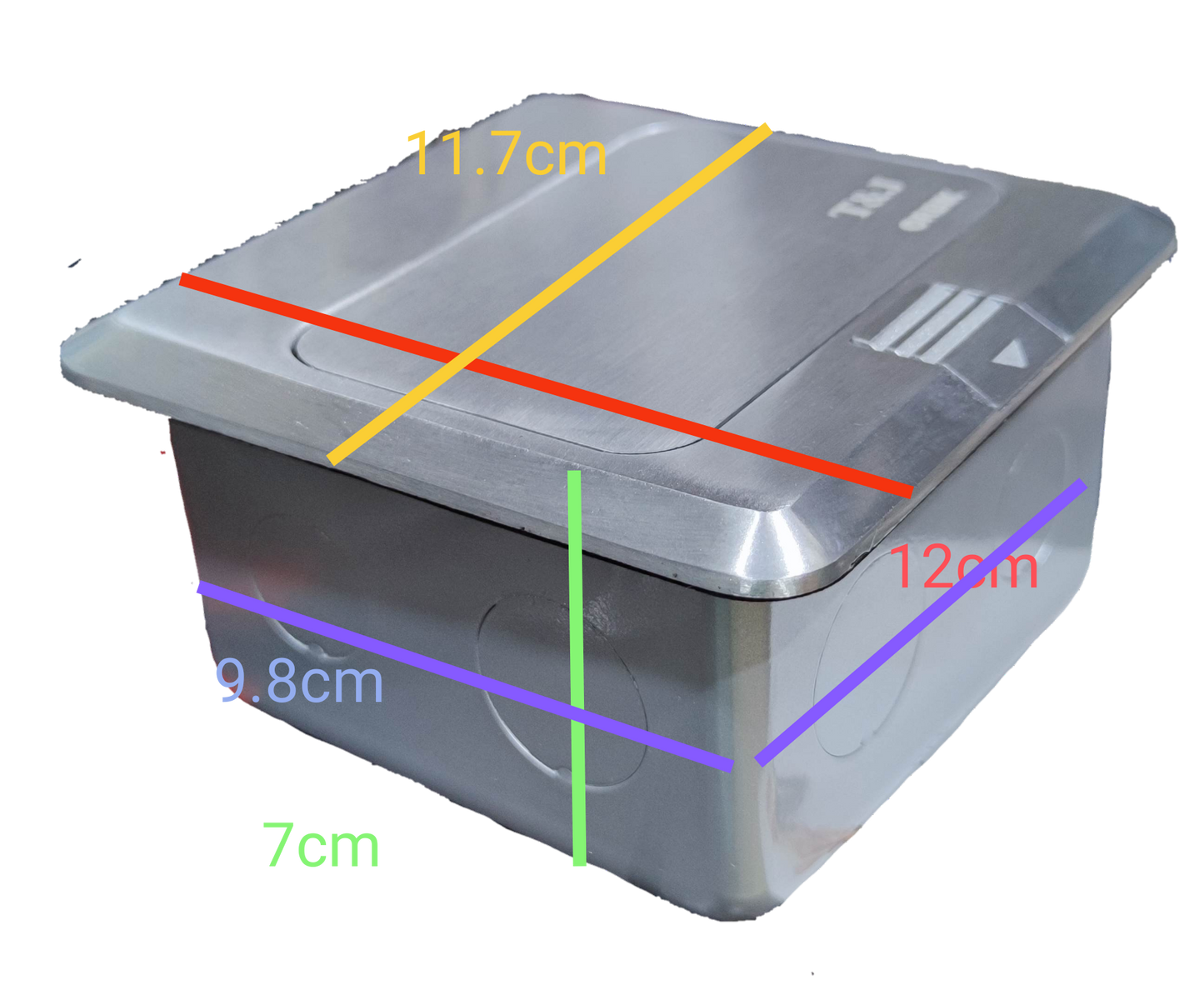T&J Floor Outlet Pop-up USB-A Outlet in stainless steel with compact dimensions for convenient floor installation