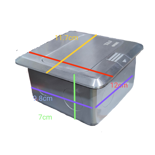 Brushed stainless steel pop up floor outlet with USB and HDMI recessed box for office and conference use
