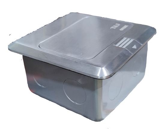 T and J stainless steel floor pop-up outlet HDMI - CAT6 - telephone recessed flush cover floor box