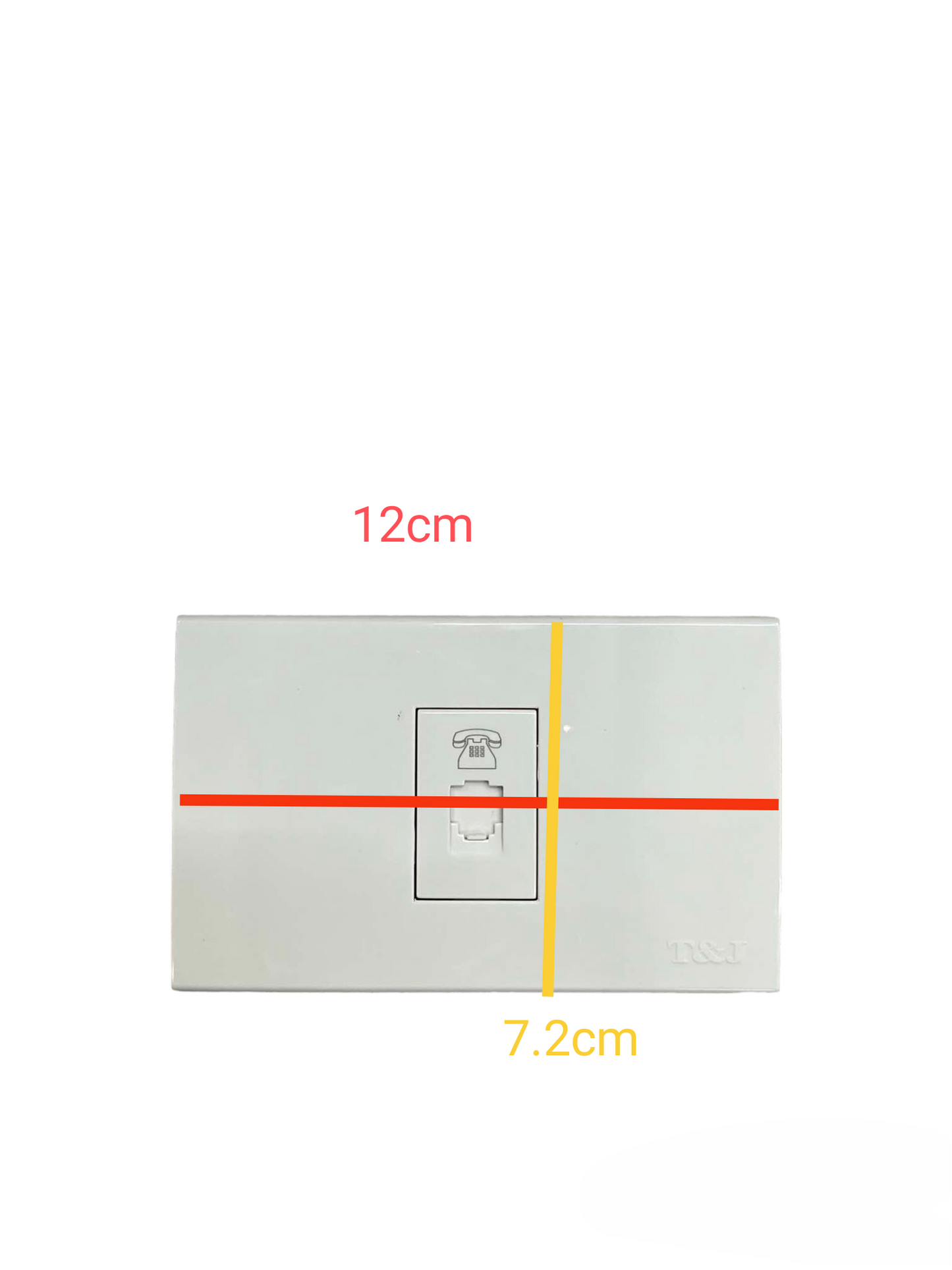 T&J 1 Gang and 2 Gang Voice Outlet white wall plate with telephone socket and dimensions