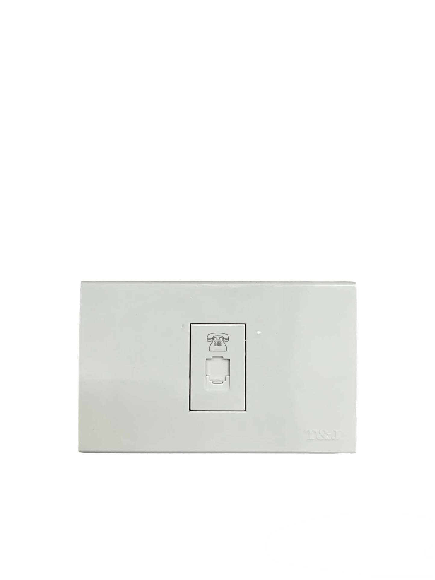 T&J 1 Gang and 2 Gang Voice Outlet with white faceplate for telephone and data connections