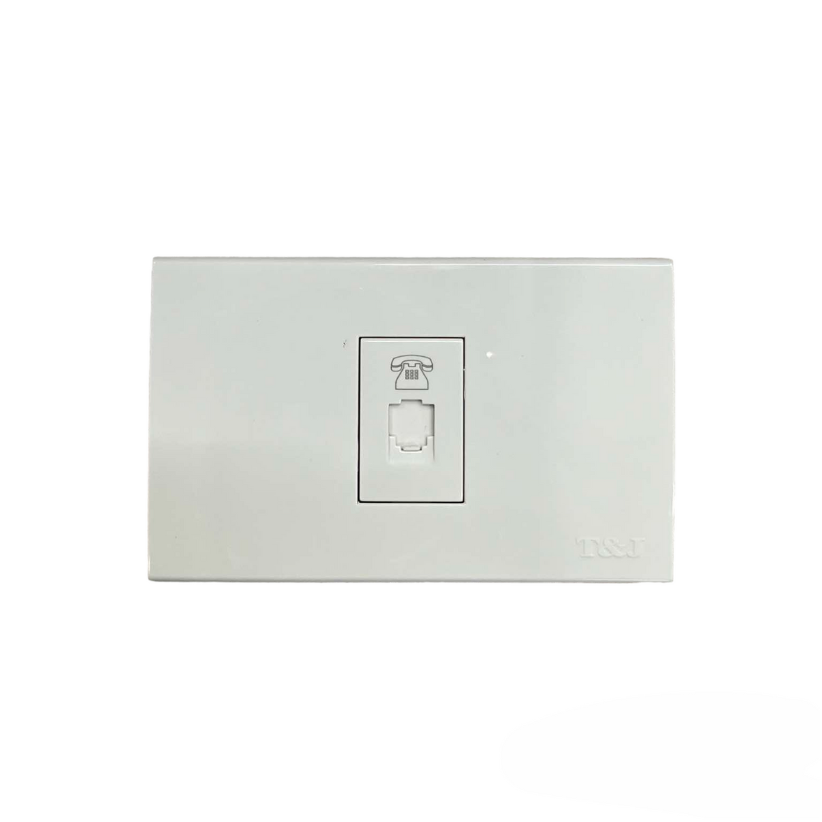 T&J 1 Gang and 2 Gang Voice Outlet with white faceplate for telephone and data connections
