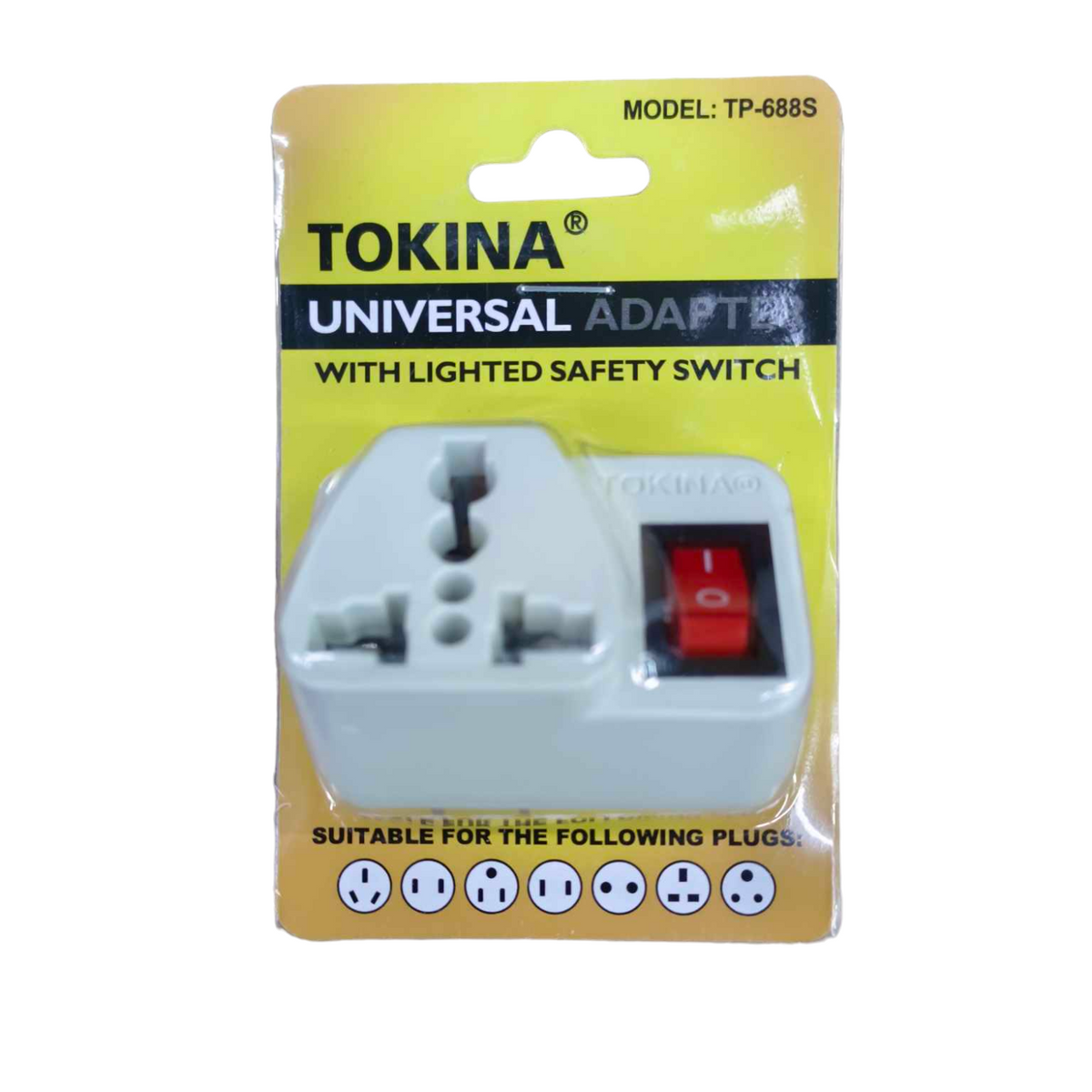 Tokina Universal Adapter With Safety Switch 6A with lighted safety switch for travel use