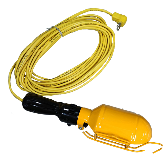 Kopez yellow trouble light with 10 meter cord and black handle for work and safety lighting