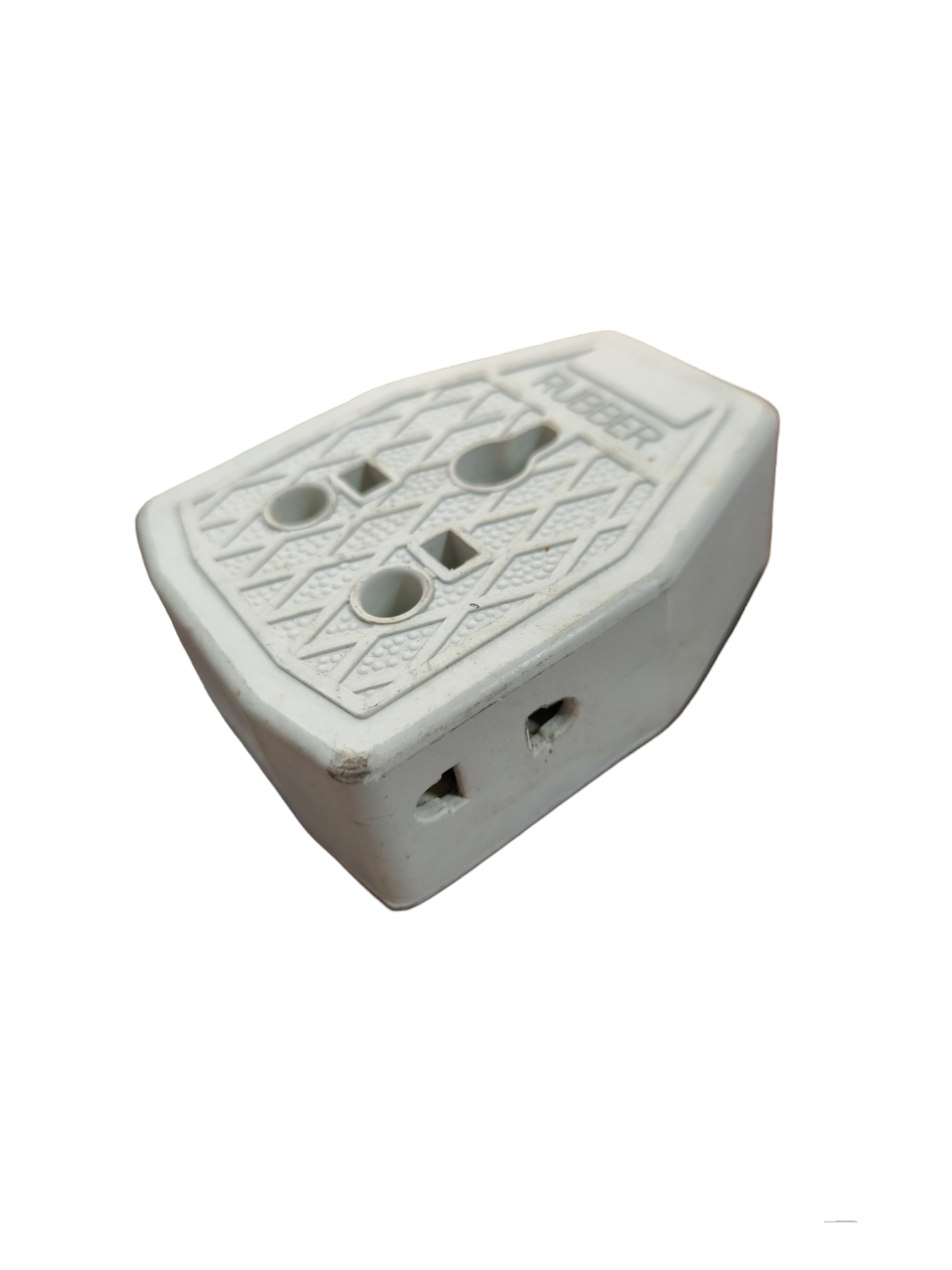 White TYPE G Rubber Socket Big 10A 220V with textured surface and triangular pin holes