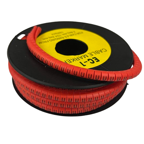 Grippes U Marker Red 2.6mm to 4.2mm 1000pcs cable management markers on black spool